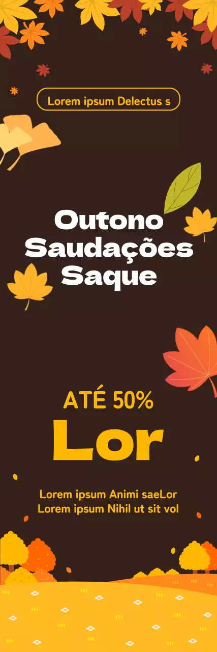 Uma venda de compras de outono com ilustrações de folhas em cores vibrantes de outono.