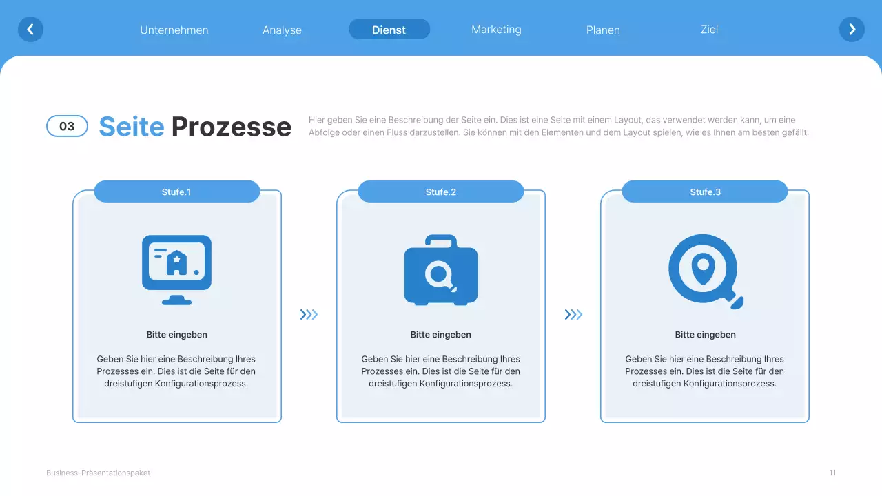 Einfache weiße und hellblaue Website Firmenprofil