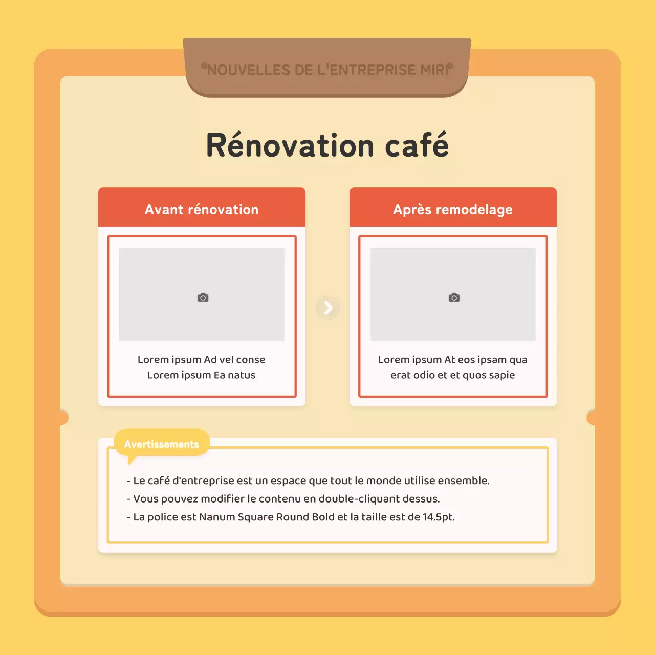 Une lettre d'information d'entreprise kitsch en rouge et jaune