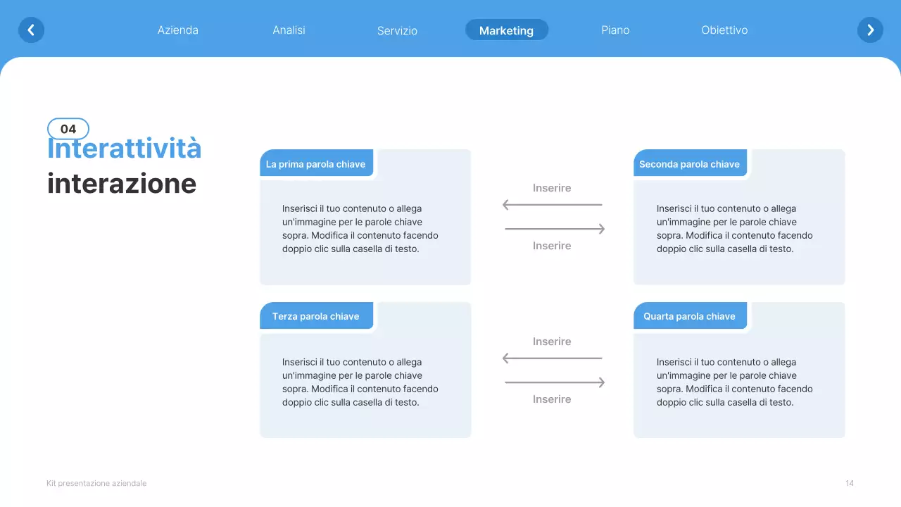 Profilo aziendale semplice in bianco e azzurro