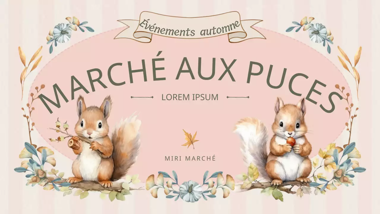 Planificateur de marché aux puces classique d'automne en rose et kaki