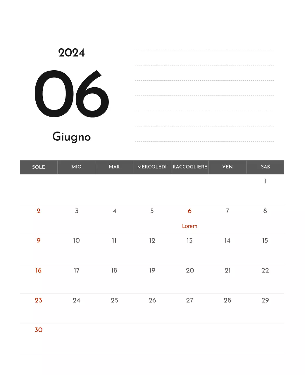 Un semplice calendario aziendale in grigio