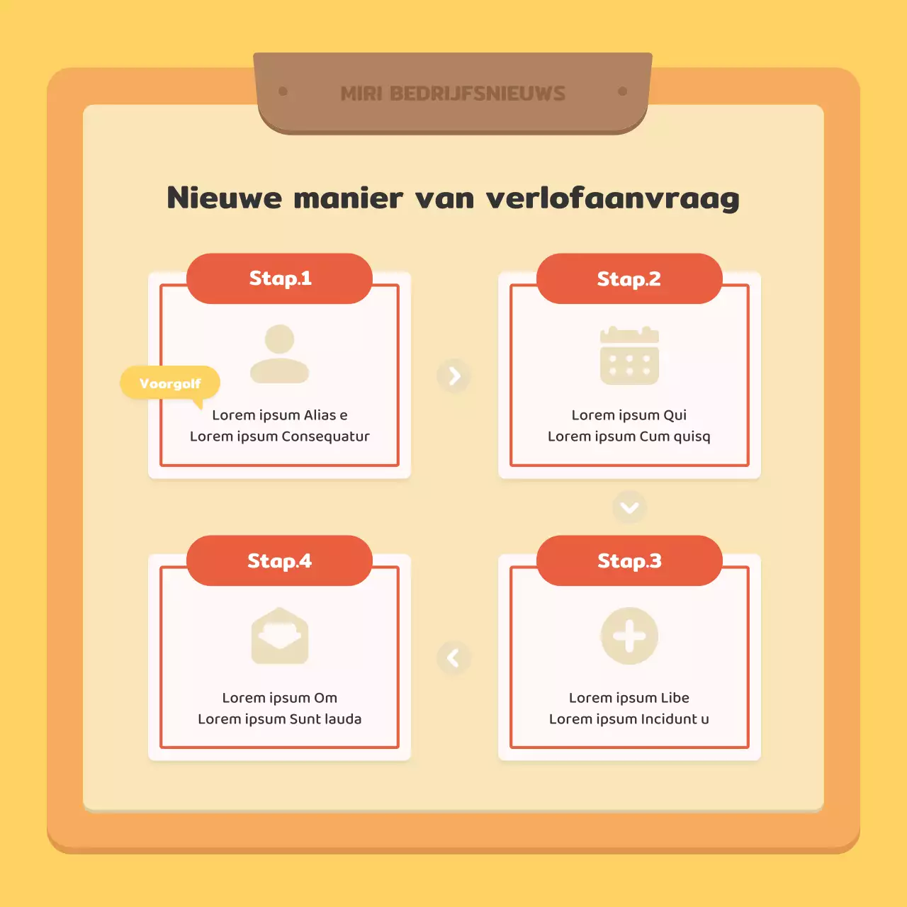 Een kitscherige zakelijke nieuwsbrief in rood en geel