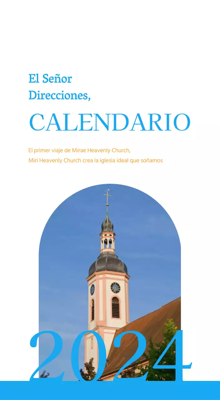 Calendario eclesiástico azul de concepto moderno