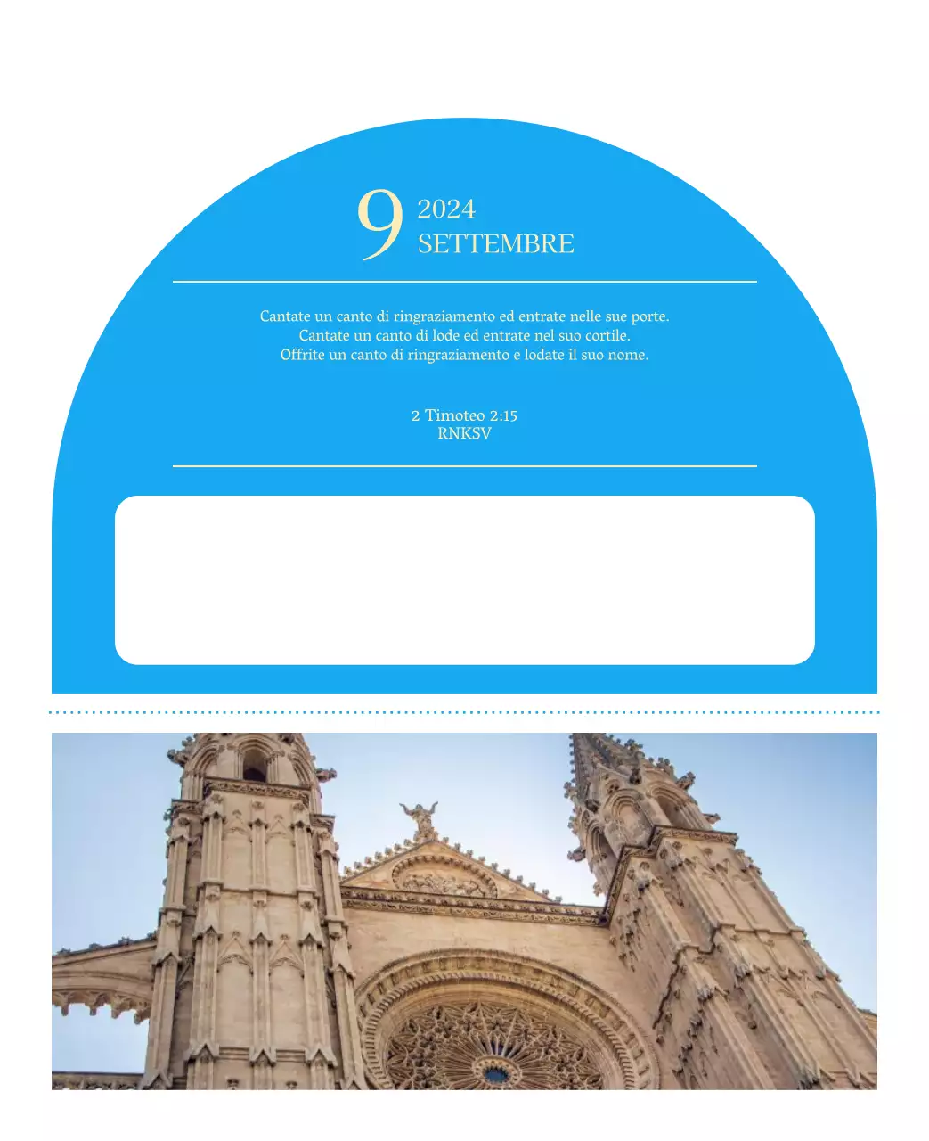 Calendario ecclesiastico blu di concezione moderna