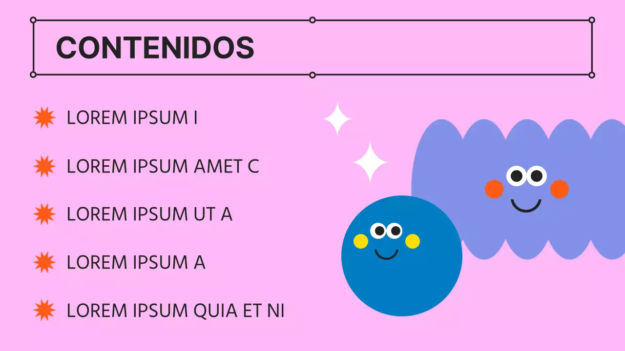 Una presentación de empresa kitsch en rosa y malva con un perfil de empresa