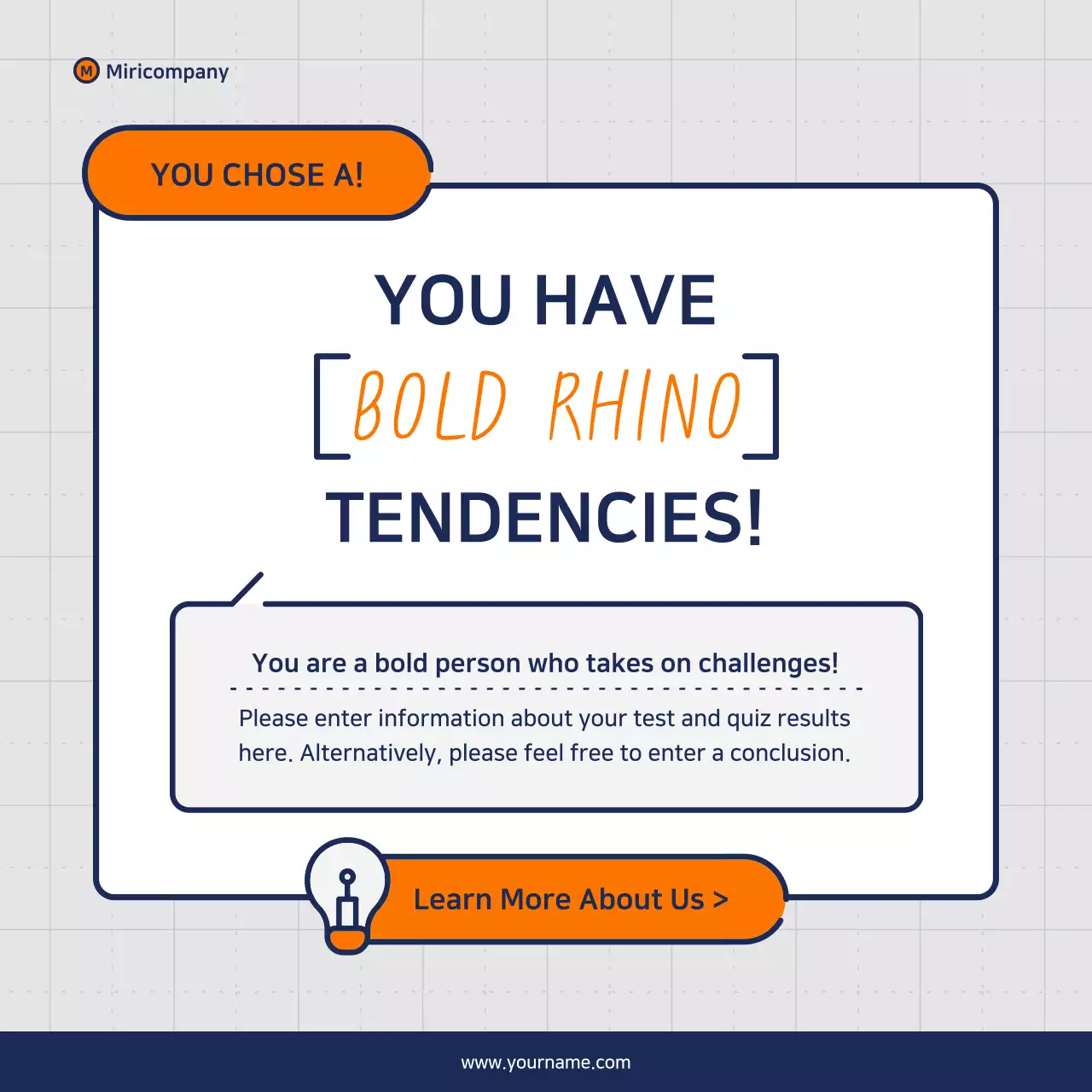 Minimalist business pitch proposal in orange and navy blue