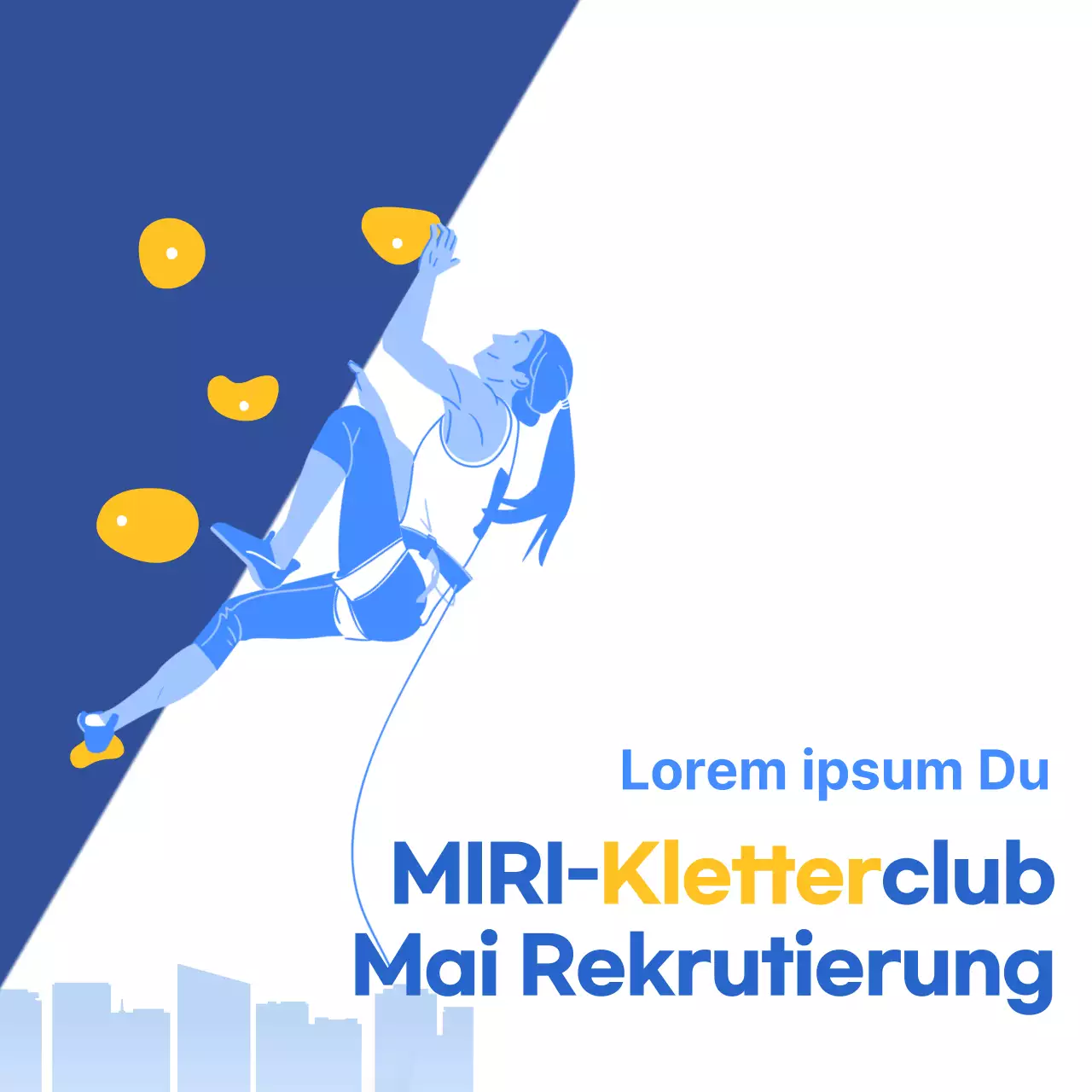 Ein einfaches blau-gelbes Kletterrekrutierungsfeld