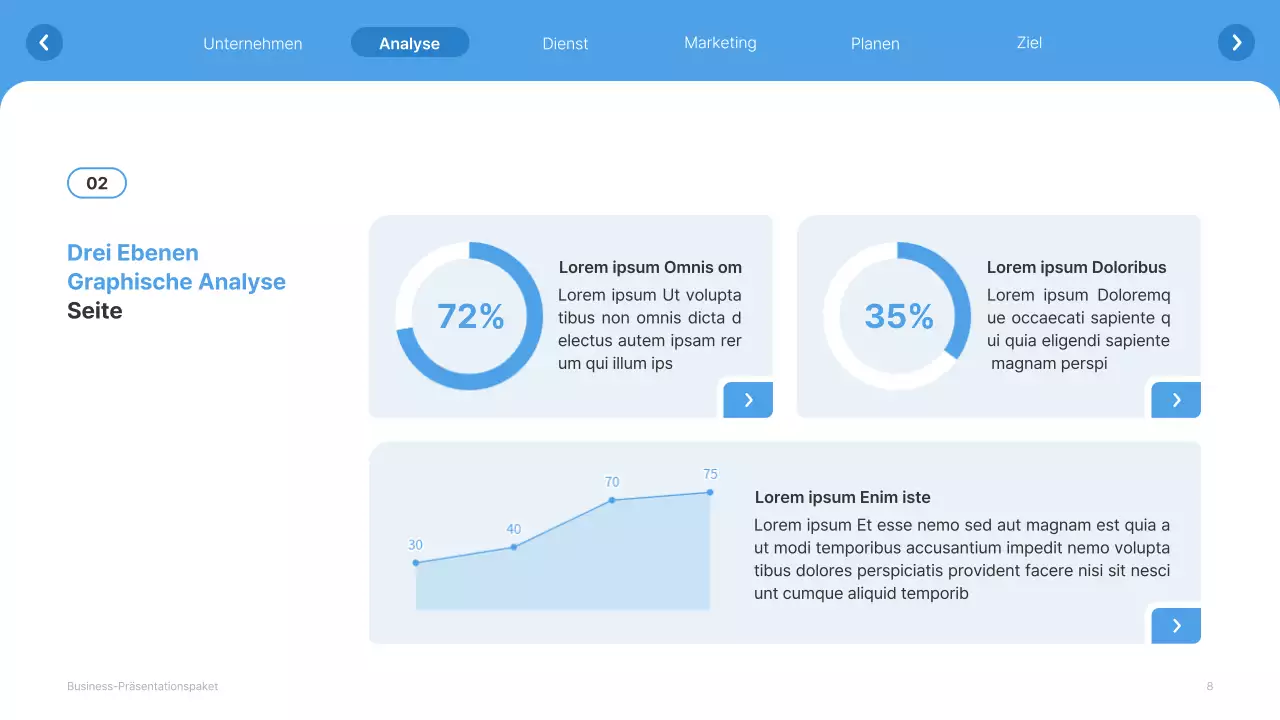 Einfache weiße und hellblaue Website Firmenprofil