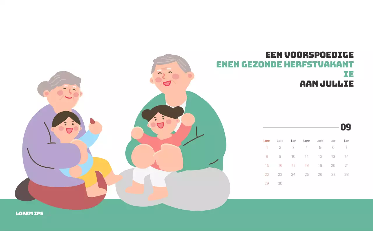 Een feestelijk ziekenhuis met illustraties met gezondheids- en gezinsthema's en kleurrijke accenten