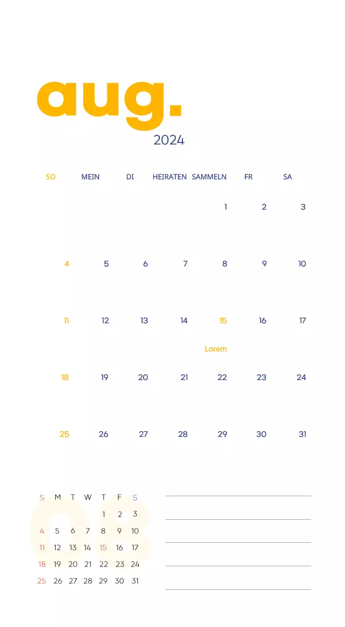 Arbeitskalender mit schönen Illustrationen