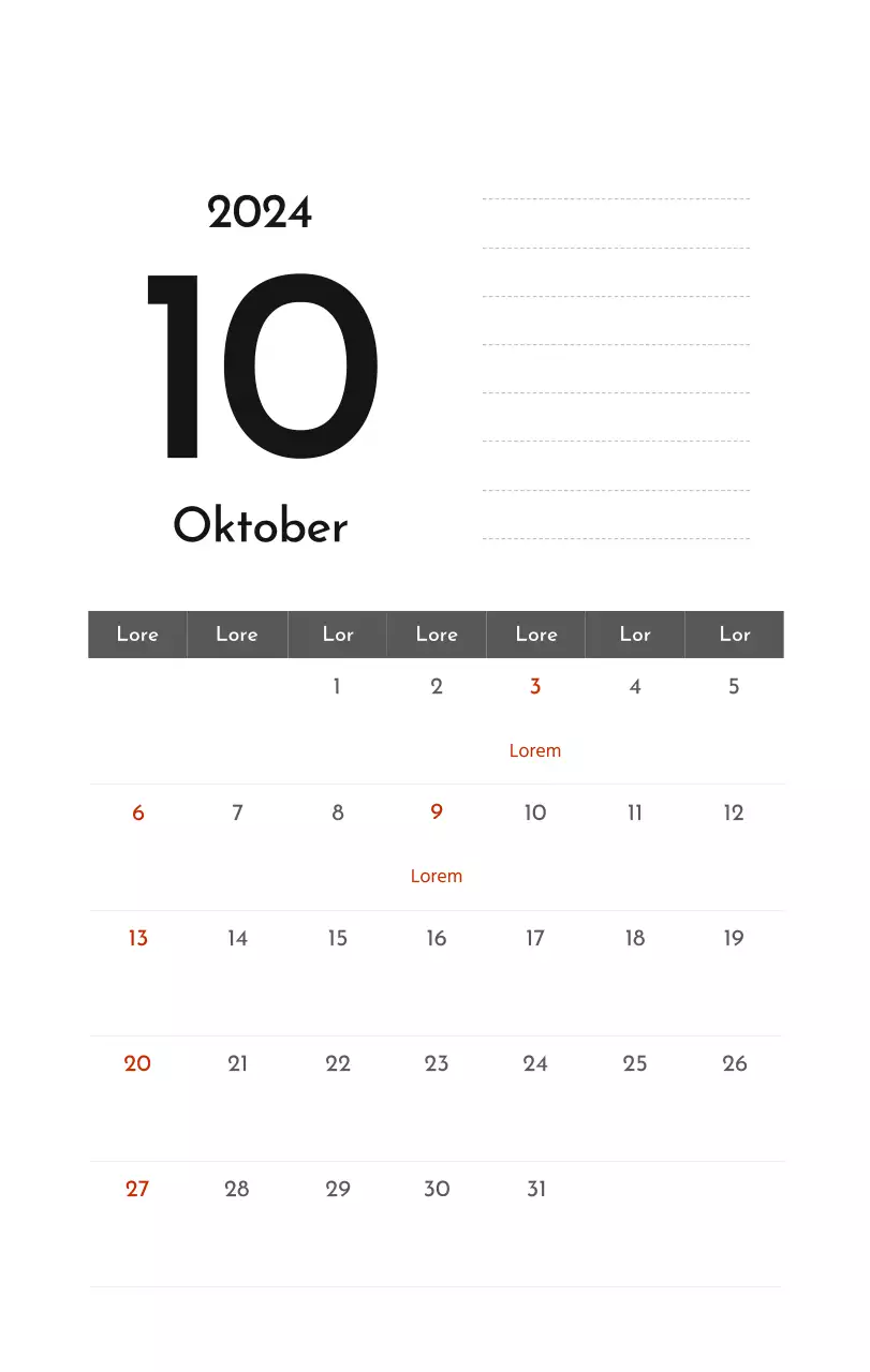 Een eenvoudige bedrijfskalender in grijs