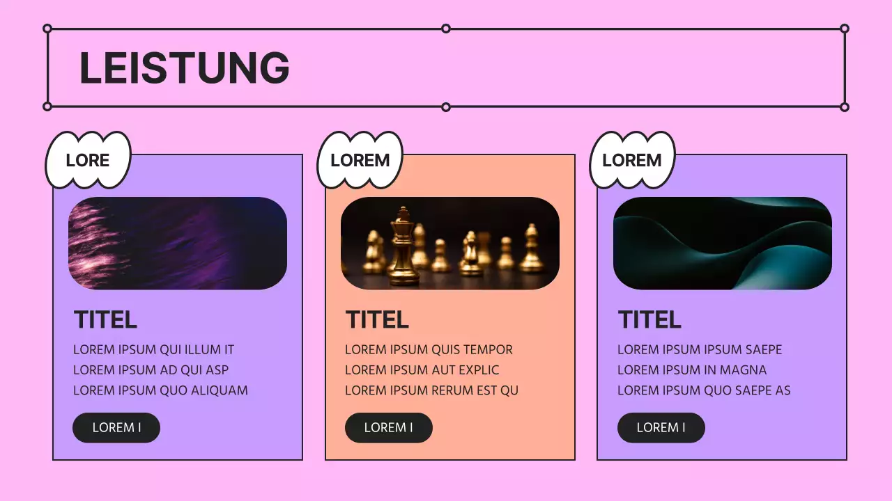 Ein kitschiges rosafarbenes und lilafarbenes Geschäftsfeld mit einem Unternehmensprofil