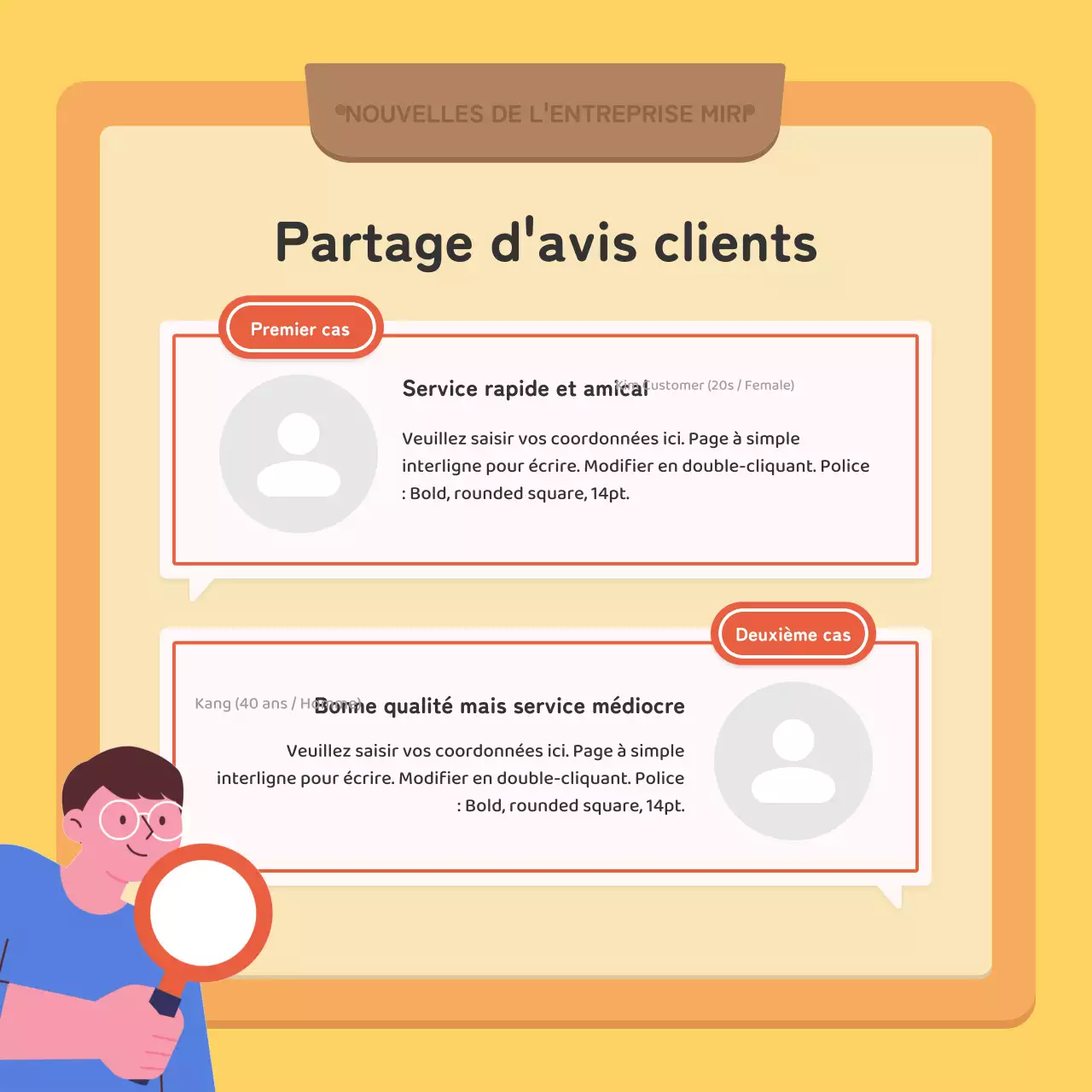 Une lettre d'information d'entreprise kitsch en rouge et jaune