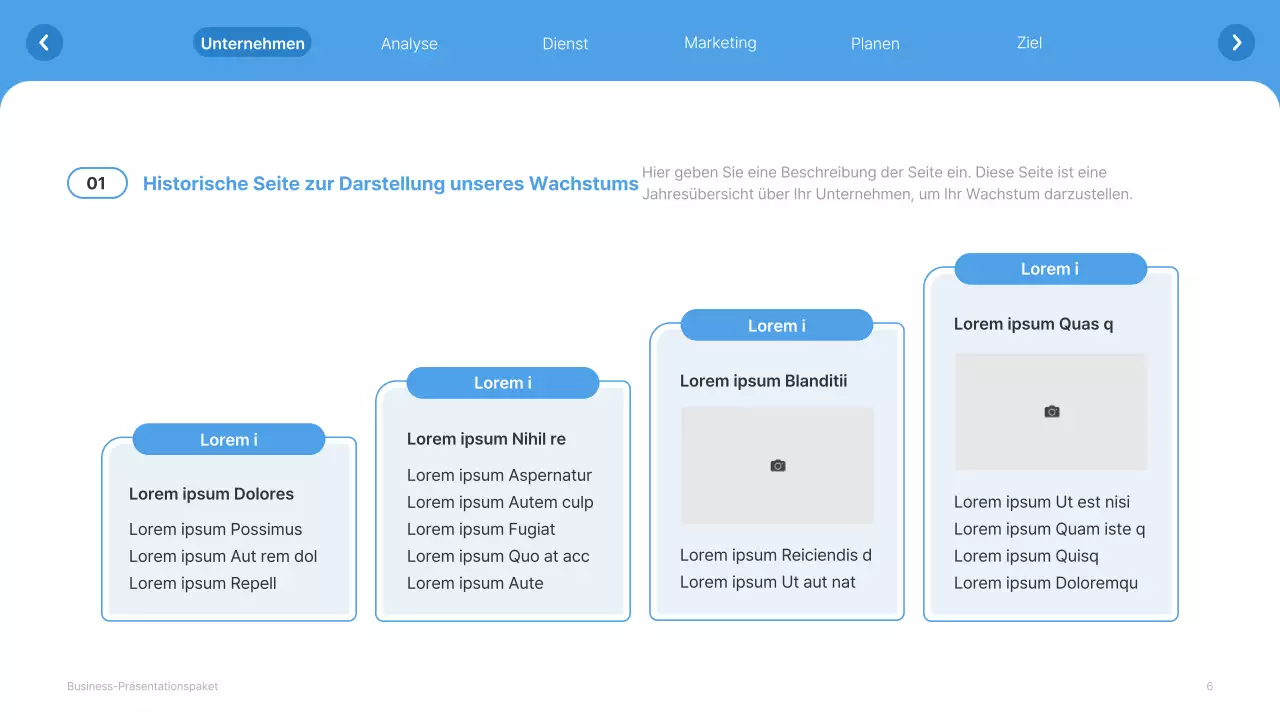 Einfache weiße und hellblaue Website Firmenprofil