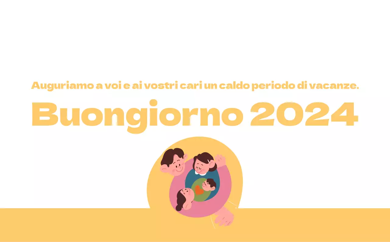 Un ospedale festivo con illustrazioni a tema salute e famiglia e accenti colorati