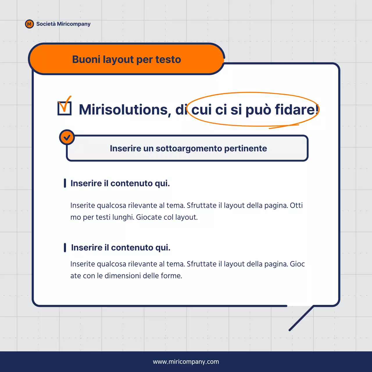 Proposta di business pitch minimalista in arancione e blu navy