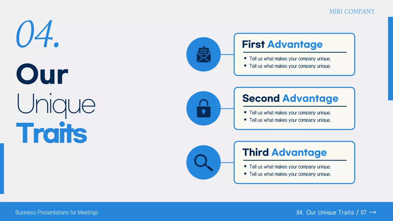 파랑과 흰색의 모던한 미팅용 보고서