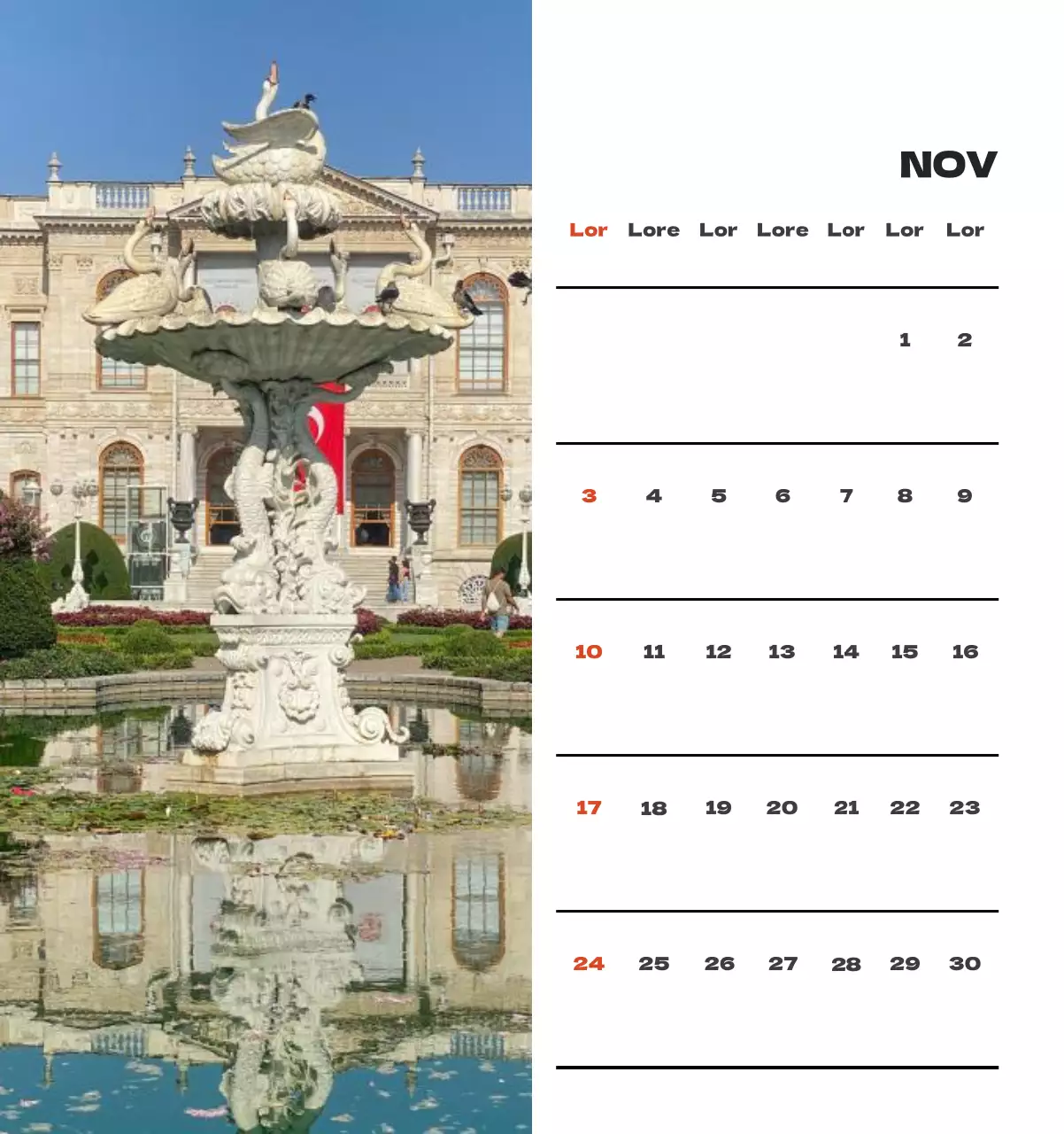 Une agence de voyage qui célèbre les fêtes de fin d'année avec des photos de voyages saisonniers et une mise en page claire et audacieuse.