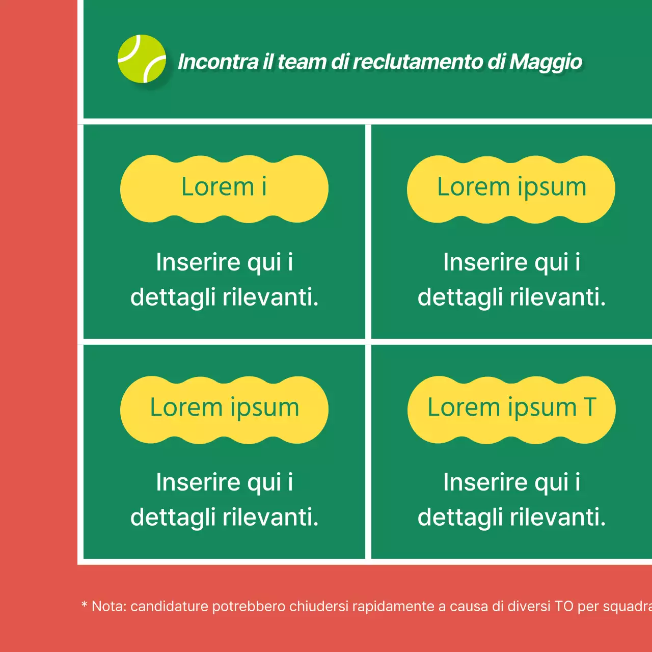 Promuovere l'iscrizione a un moderno tennis club in verde e marrone