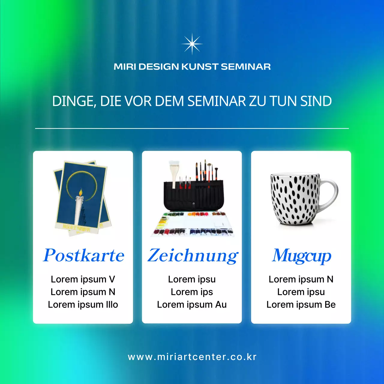 Förderung von Kunstseminaren in kybernetischem Blau und Chartreuse