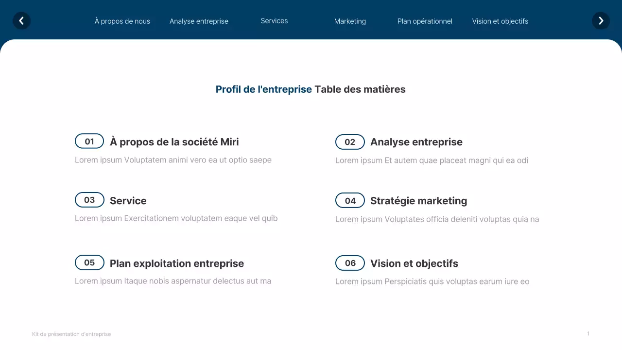 Site web simple, blanc et bleu marine, profil de l'entreprise