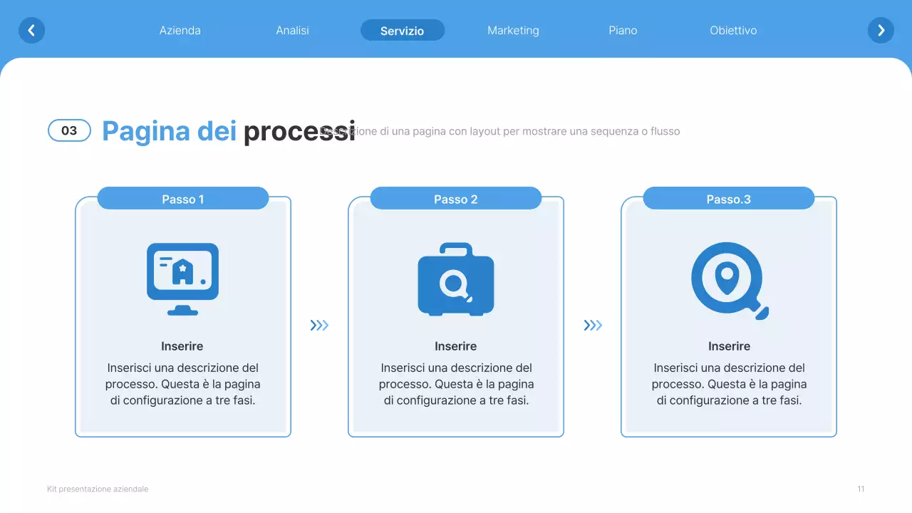 Profilo aziendale semplice in bianco e azzurro