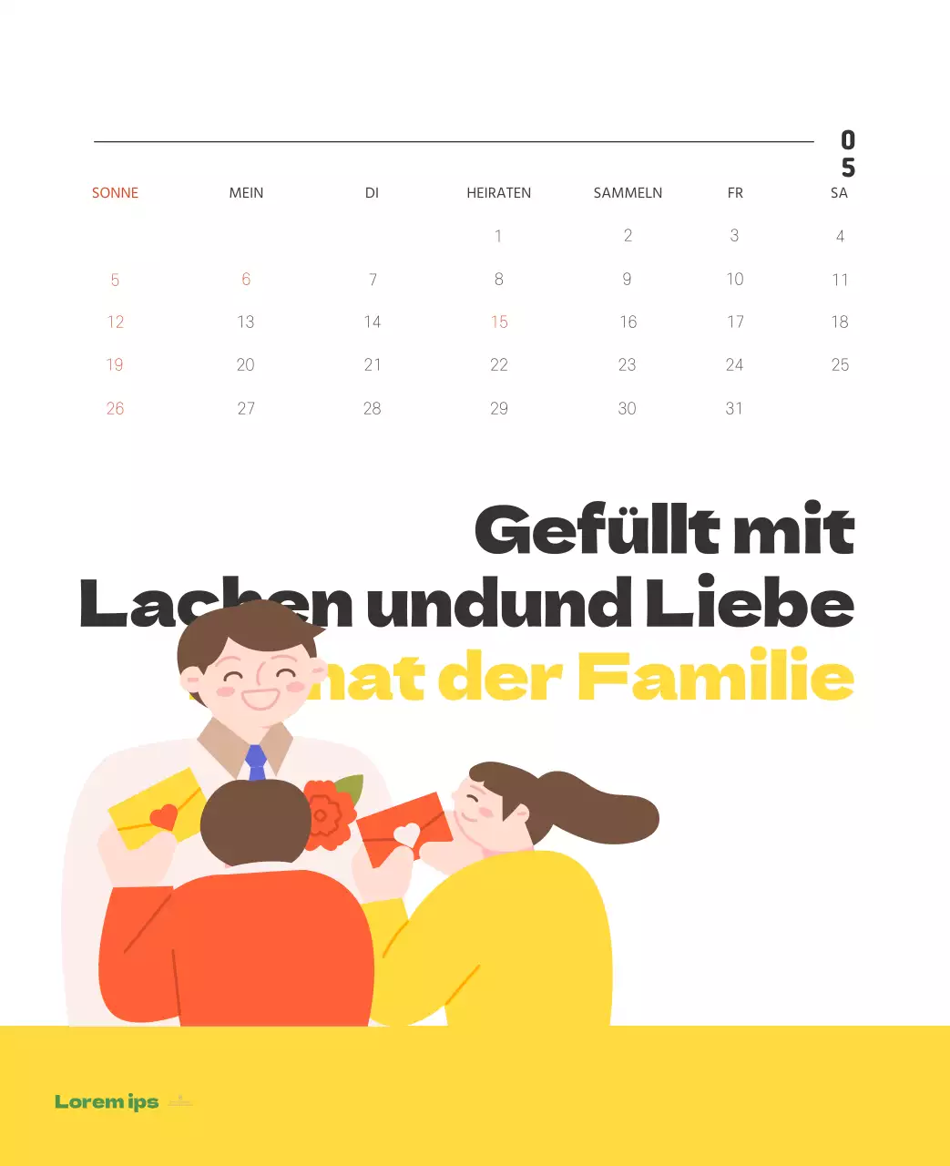 Ein festliches Krankenhaus mit Illustrationen zum Thema Gesundheit und Familie und farbenfrohen Akzenten