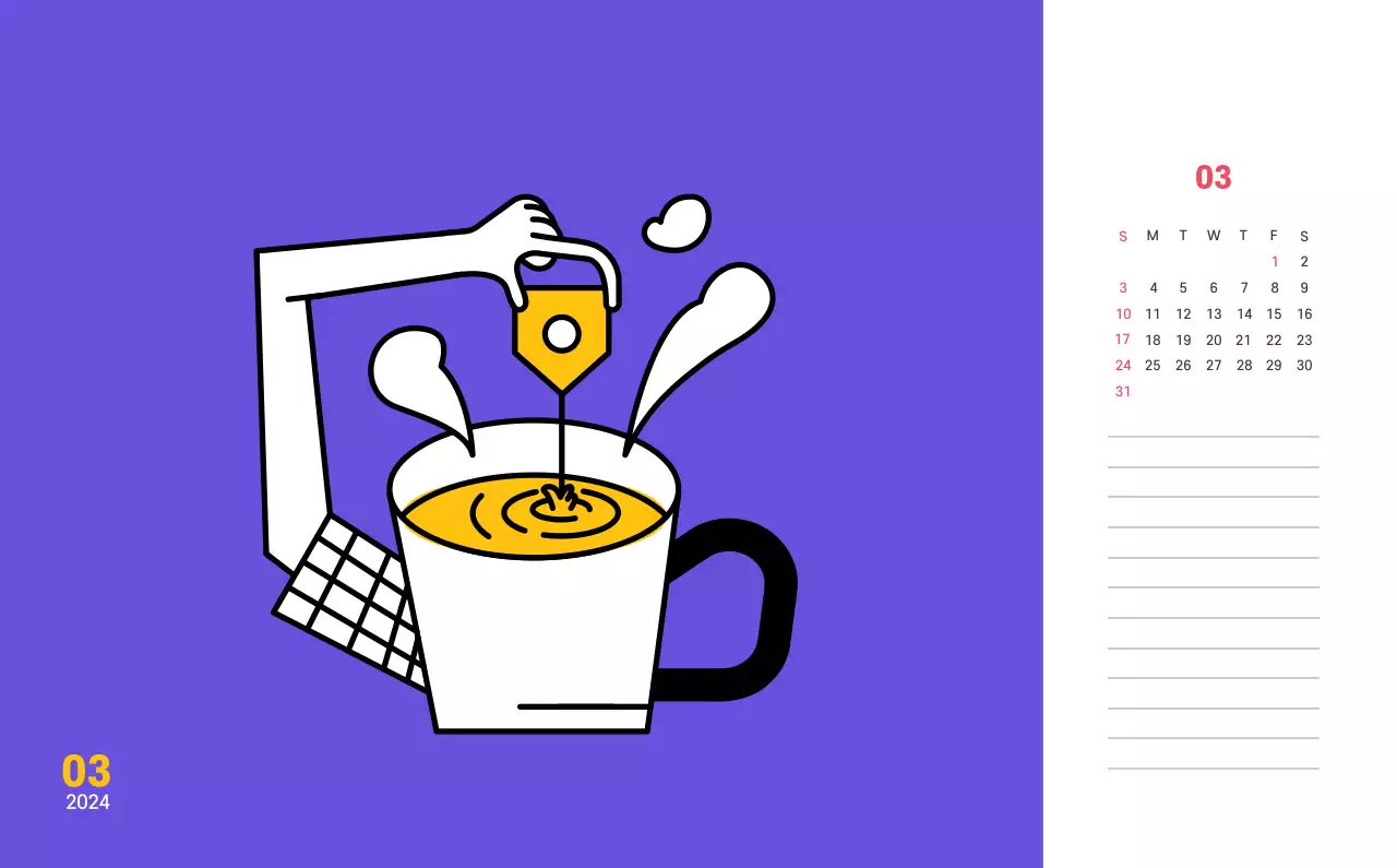 Ilustración de líneas limpias sobre fondo morado