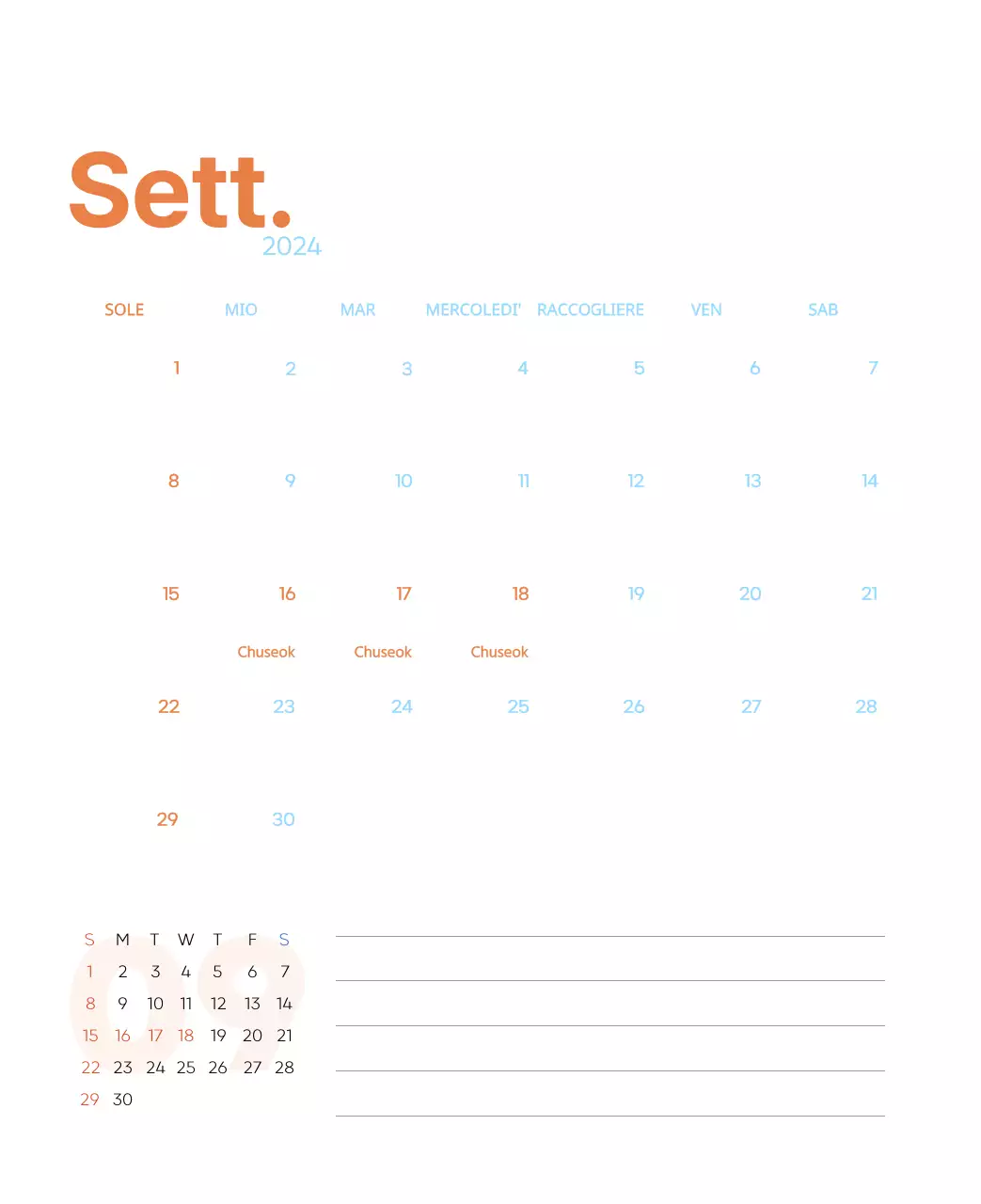 Calendario di lavoro con splendide illustrazioni