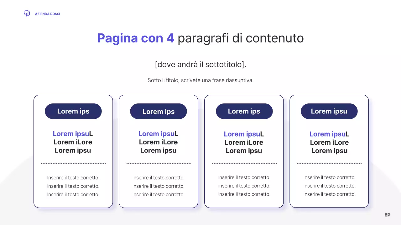 Un profilo aziendale dal semplice layout blu