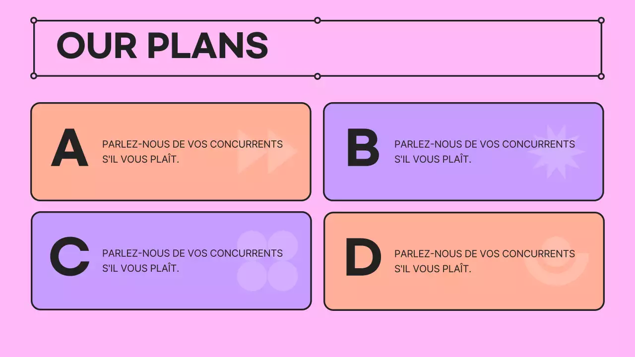 Un pitch d'entreprise rose et mauve kitsch avec un profil d'entreprise