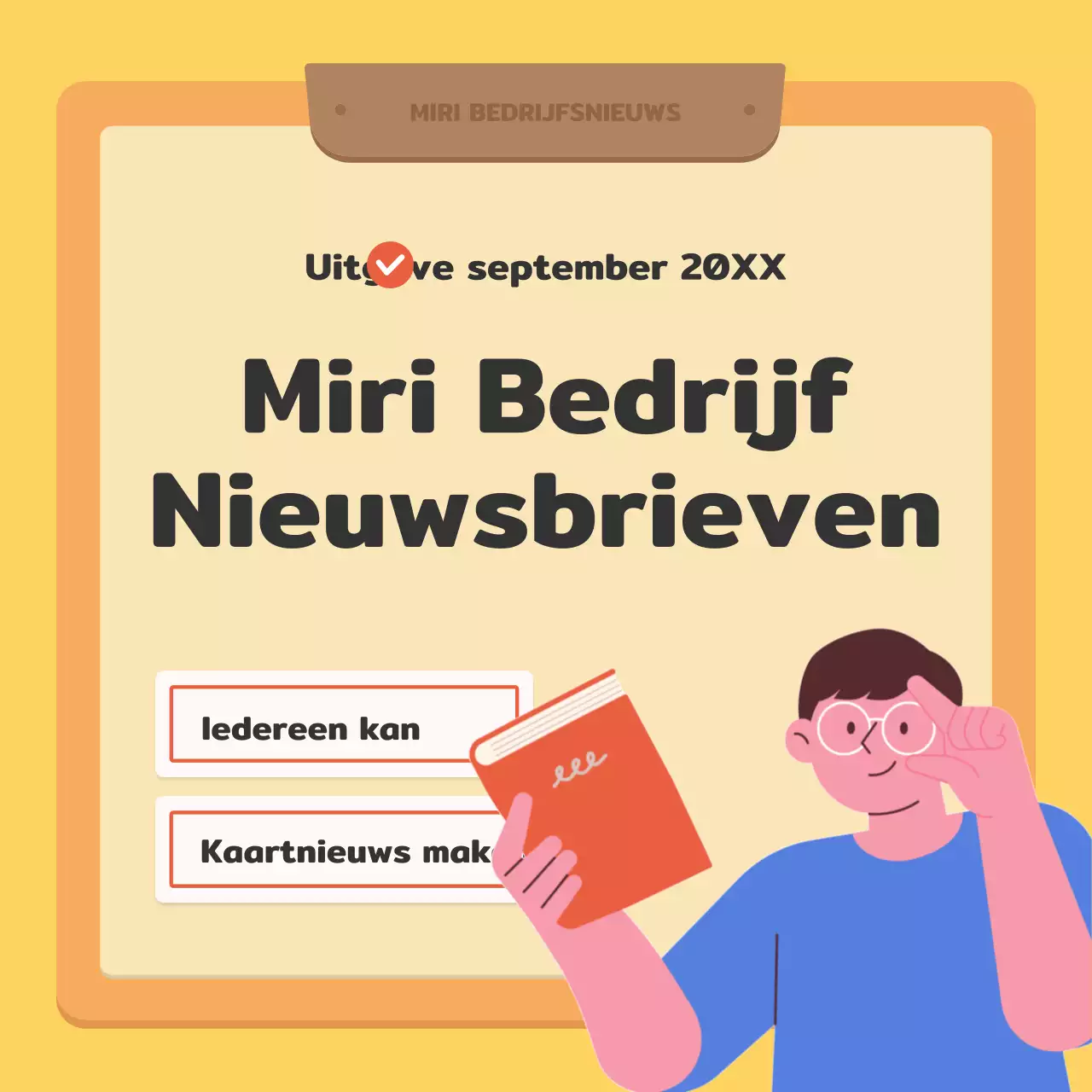 Een kitscherige zakelijke nieuwsbrief in rood en geel