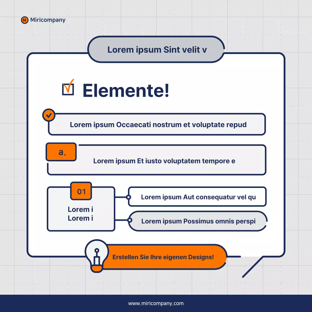 Minimalistischer Vorschlag für ein Geschäftsfeld in Orange und Marineblau