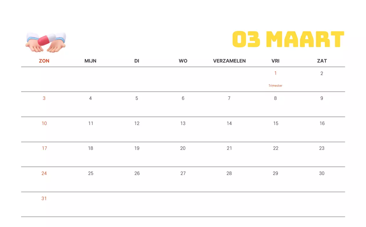 Een feestelijk ziekenhuis met illustraties met gezondheids- en gezinsthema's en kleurrijke accenten