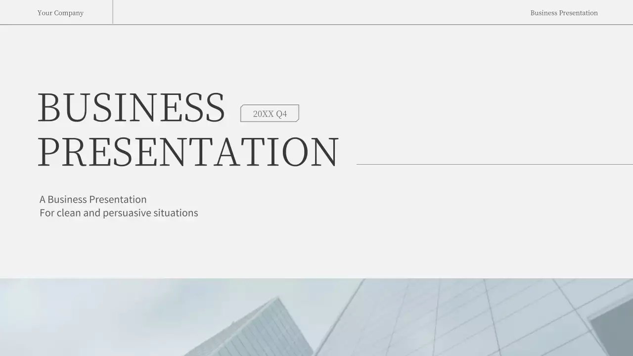 Simple, emotional business report in light blue and white