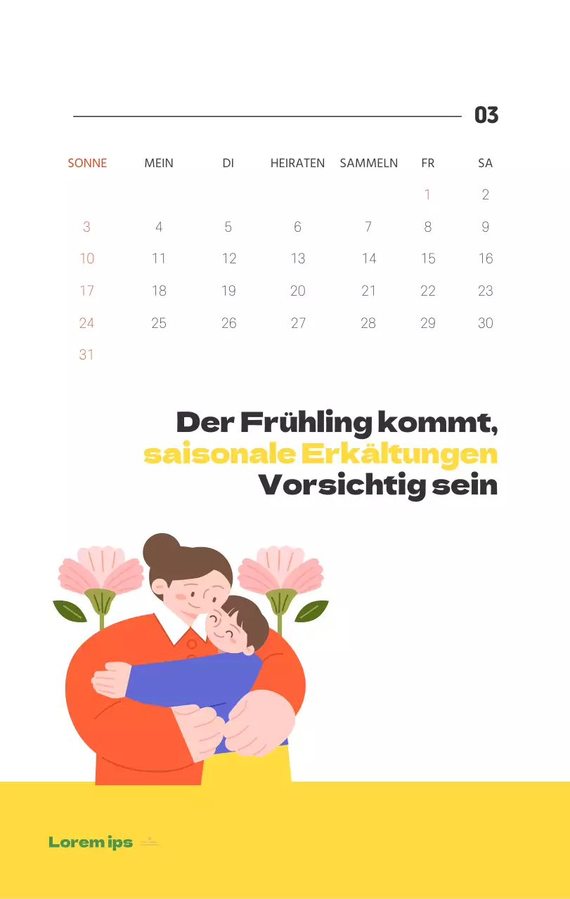 Ein festliches Krankenhaus mit Illustrationen zum Thema Gesundheit und Familie und farbenfrohen Akzenten
