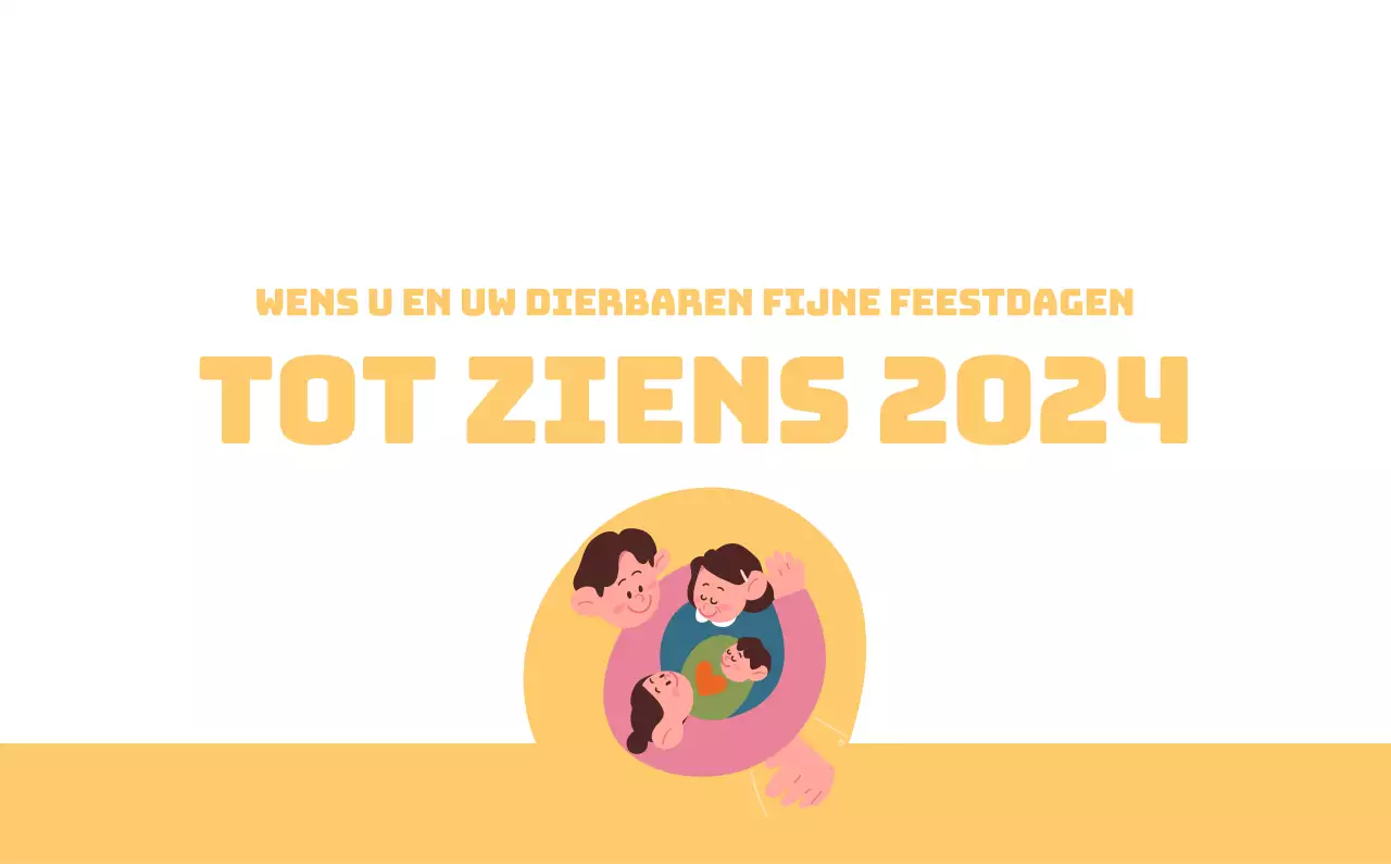 Een feestelijk ziekenhuis met illustraties met gezondheids- en gezinsthema's en kleurrijke accenten