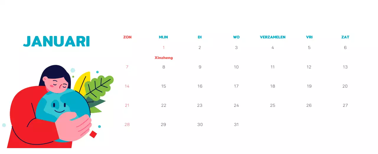 Vier de feestdagen met kleurrijke illustraties van mensen en de planeet.