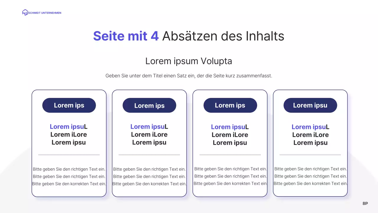 Ein einfaches Unternehmensprofil mit blauem Layout