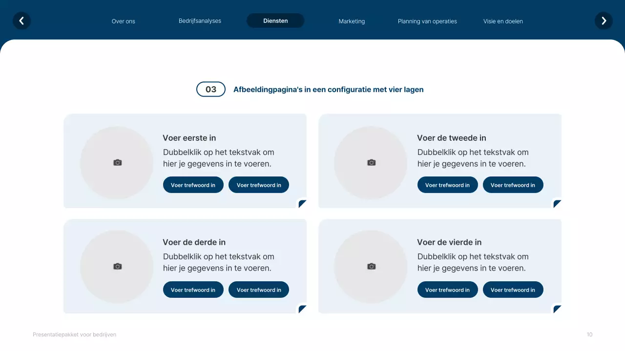 Eenvoudige witte en marineblauwe website bedrijfsprofiel