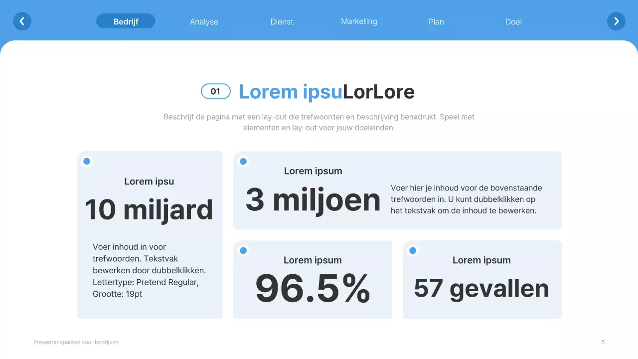 Eenvoudige witte en lichtblauwe website bedrijfsprofiel