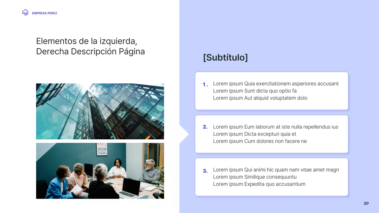 Un perfil de empresa sencillo con diseño azul