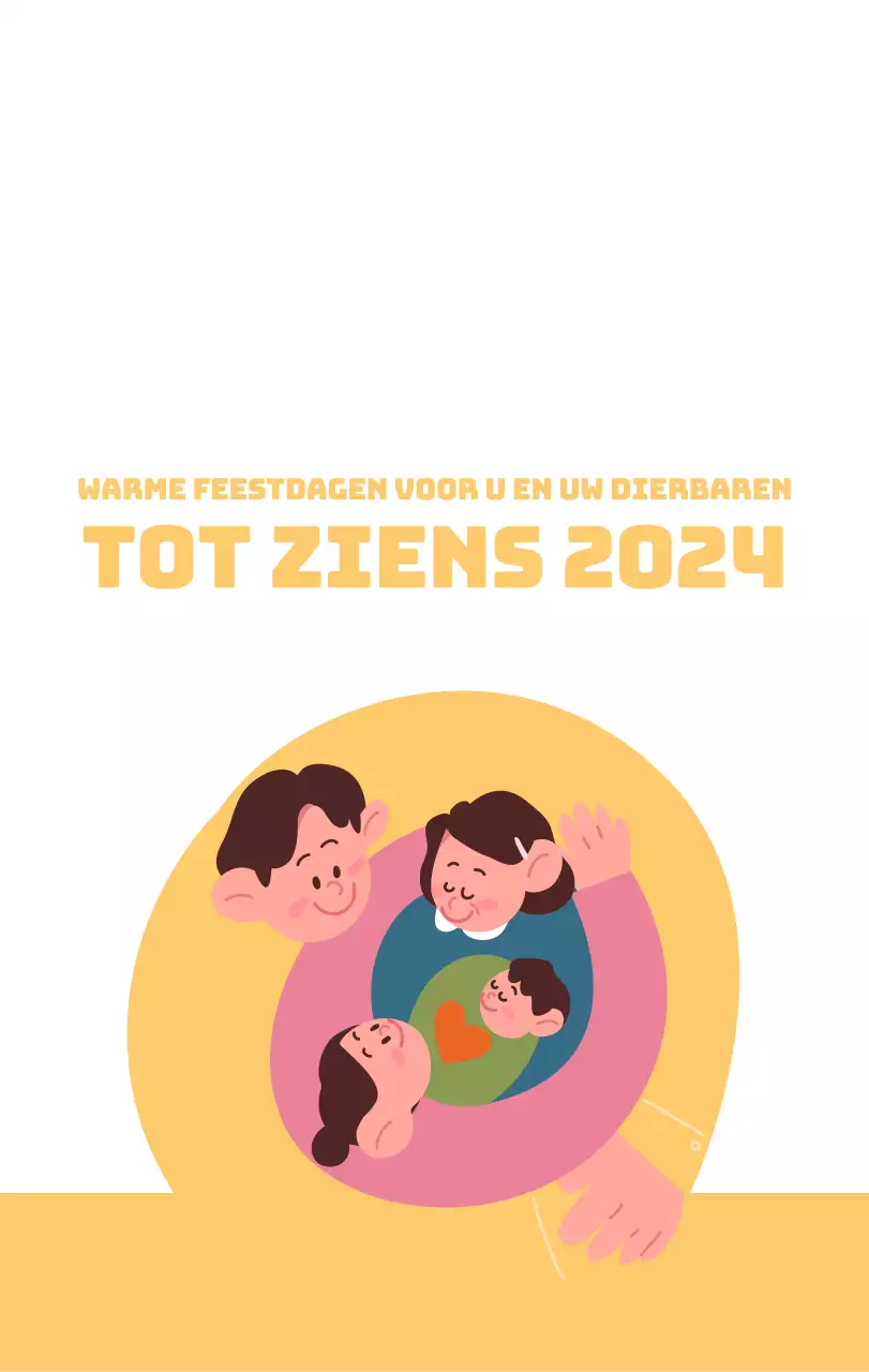 Een feestelijk ziekenhuis met illustraties met gezondheids- en gezinsthema's en kleurrijke accenten