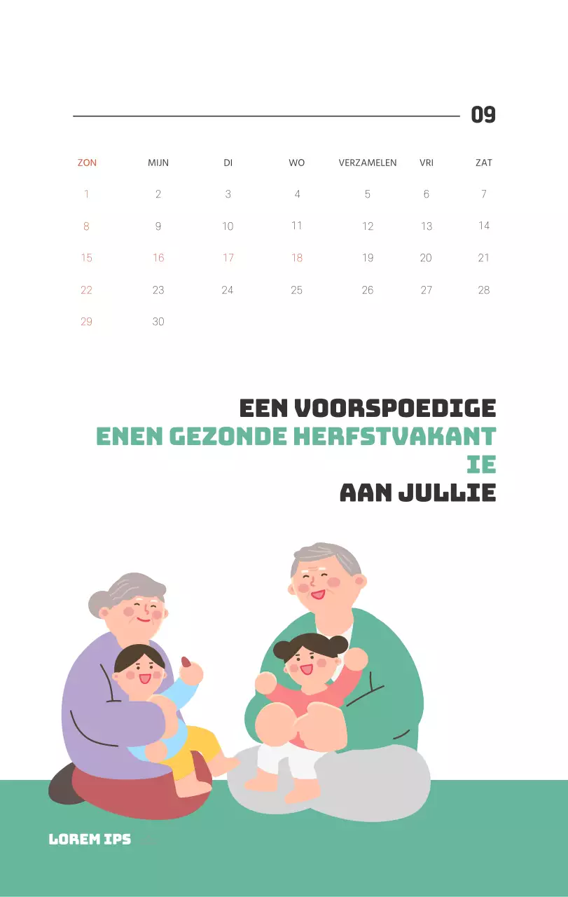 Een feestelijk ziekenhuis met illustraties met gezondheids- en gezinsthema's en kleurrijke accenten