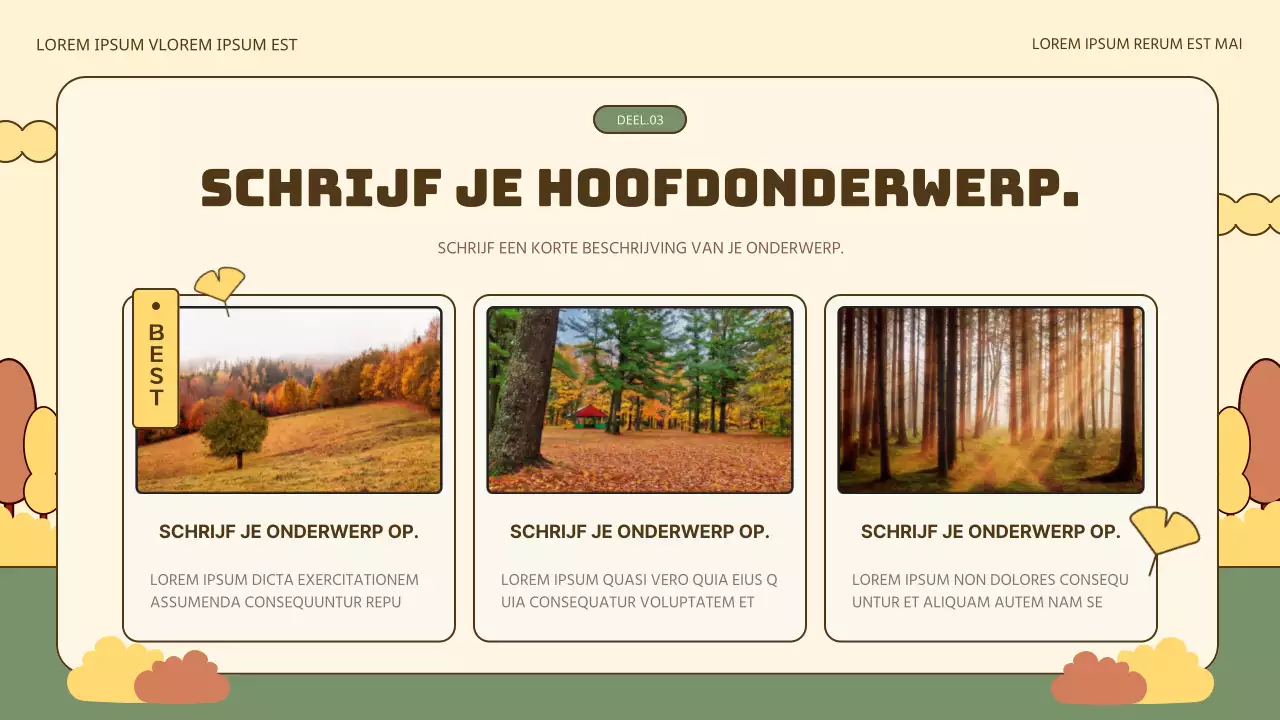 Promoot natuurlijke herfstfestivals in geel en kaki