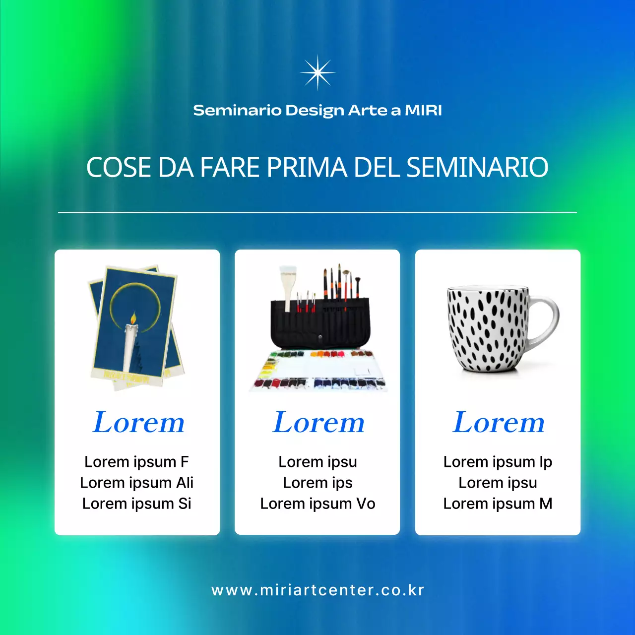 Promozione di seminari d'arte in blu e chartreuse cibernetico