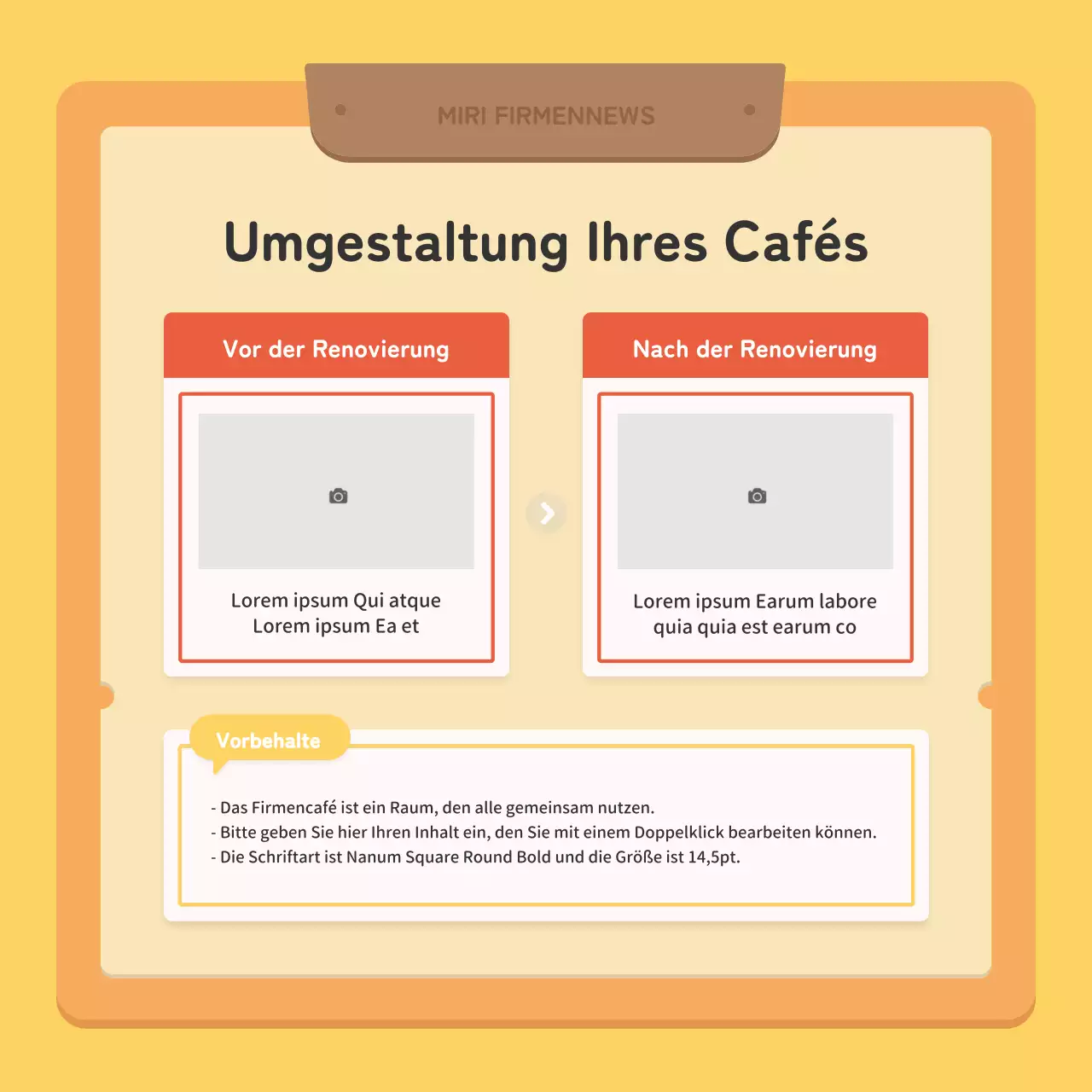 Ein kitschiger Newsletter für Unternehmen in Rot und Gelb