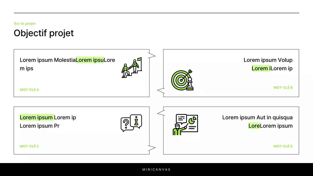 Un simple rapport blanc et chartreuse pour introduire un projet