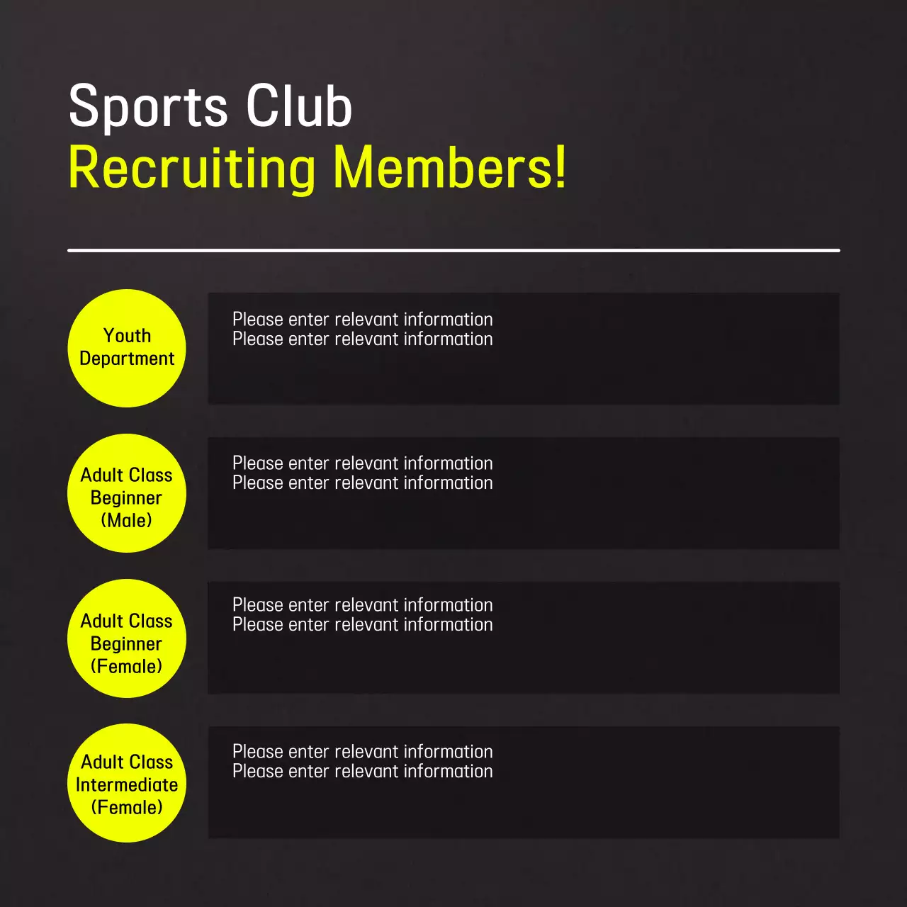 Yellow Modern Sports Recruitment Social Media Post